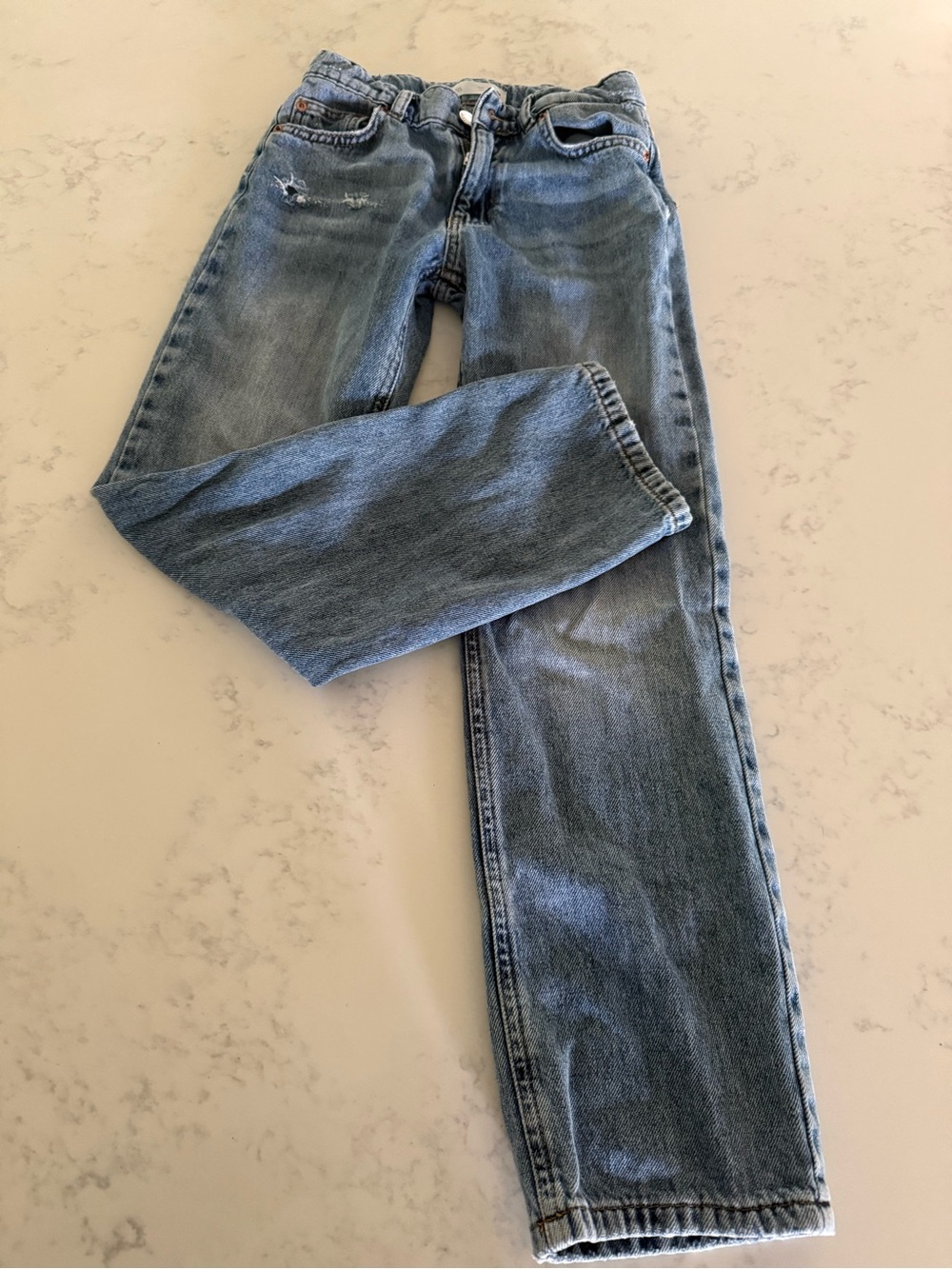 Zara Kids's Light Blue Distressed Straight-Leg Jeans